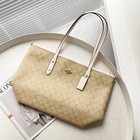 F58292 Coach Khaki   White City Zip Tote In Signature Leather Outlet Nwt