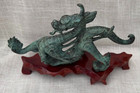 Vintage Antique Chinese Cast Bronze Dragon Figure With Stand 5 5  X 9 