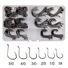 160 Offset Circle Fishing Hooks box - Black High Carbon Steel  Sizes  1-5 0
