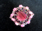 Czech Vintage Glass Rhinestone Button  Beautiful Handmade    Purple   Pink
