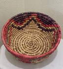 Vtg Sweetgrass Basket Coiled Colorful Star Bottom Hand Woven Southwest 9 Inch