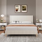 Full queen king Size Bed Frame W wingback Headboard  upholstered Platform frame