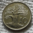 1999 Zimbabwe 10 Cents Coin Baobob Tree Protective Bird Wildlife