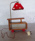Rare One Owner Vintage Wooden Tea   Beverage Cart Lamp   Radio West German Mfg