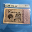 Pmg Graded Germany  Republic Treasury Note 100 000 Mark Banknote 1923 Pic83a 66