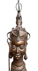 Large African Yoruba Bronze Head Of Queen Mother Benin -pre-owned-nigeria