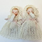 Antique German Hertwig  Bisque Baby Dolls Open Mouth Doll 2 75  Twins Set Of 2
