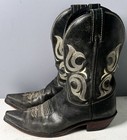 Justin Vintage Black Western Cowboy Boots Mens 11 1 2 D Great Patina    