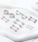 Bsj4u 7 Pairs Nipple Piercing Jewelry 14g 14g  Pink 