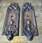 Pair Vintage Victorian Escutcheon Keyhole Door Brass  Bronze Plates  Hardware
