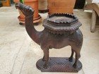 Antique Anglo Indian Carved Wooden Camel Plant   Pot   Jardiniere   Candle Stand