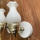 2 Vtg White Milk Glass Hobnail Lamp Globe Shade Polished Brass Wall Sconce 10 