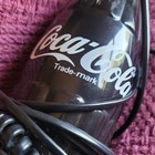 Coca-cola Bottle-shaped Corded Telephone Black blue Base Silver Accents 1998
