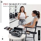 Makuep Train Case Extra Large 6 Trays Makeup Box Travel Case Professional Cosmet