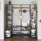 Large Entryway Bench With Coat Rack Hall Tree Shoe Storage Shelves With 10 Hooks