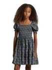 Polo Ralph Lauren Floral Smocked Jersey Dress Girls  M 8-10  Multi Short Sleeve