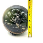 Rare Antique Dark Green Hand-blown Glass Fishing Float With Ship Painting