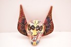 Antique Mexican Guerrero Folk Art Carved Wood Angel Skull Day Of The Dead Mask