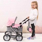 Trendy Pram Stroller For Toy Baby Dolls - Grey pink