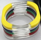 Vintage Bangle Bracelets Lucite Set Of 6 Red Blue Yellow Green White Mod Go Go