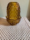 Vintage Fenton Amber Hobnail Fairy Lamp