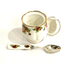 1962 Vntg Royal Albert Old Country Roses Bone China Marmalade Jam Pot W  Spoon