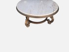 Vintage Portuguese Marble Coffee Table  Round Rosa Stone Table  Carved Gilt