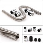Universal 48  Stainless Steel Radiator Flexible Coolant Water Hose W  Caps Kit