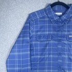 Columbia Button Down Shirt Womens Large Blue Plaid Omni-shade Long Sleeve Hiking