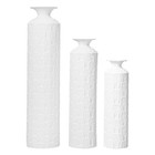 Set Of 3 White Textured Metal Floor Vases For Entryway  Living Room Home Decor