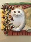 E  Smithson Buttercup Signed Cat Folk Art 3d Resin Wall Plaque Vtg Kitty Flowers