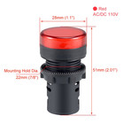 2pcs Red Indicator Light Ac dc 110v  22mm Panel Mount  For Electrical Control Pa