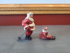 Vintage Lot Of 2 Barclay Christmas Santa Claus Skiing Sleding Lead Figures