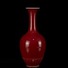 A Pair Chinese Sacrificial Red Glaze Porcelain Handmade Exquisite Vases 6595