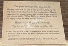 1935 Mickey Mouse Gum Card  9 Bubble Gum Card Type 1 Early Disney Card Rare   