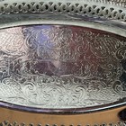 Vintage Farber Bros New York Krome Kraft Chrome Plated Filigree  12  Oval Tray 