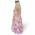 Pink Floral Lace Mesh Babydoll Dress With Pink In Size Xl  Polyester   Elastane 