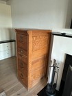 Antique American Tiger Oak Imperial Methods Co  4 Drawer Filing Cabinet 53 