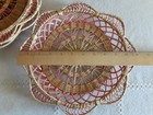 Woven Wicker Round Decorative Flat Basket Set Of 4 Serving Tray Wall Decor