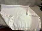 Vintage White Baby Blanket Baptism Satin Trim Embroidered Cross Christian