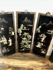 3 Vintage Laquered Asian With Mother Of Pearl Panels 12   x 36    2 Sets Available