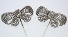 Pair Large Antique Georgian Cut Steel Flying Butterfly Stick Lapel Pins Brooch