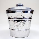 Vtg Mid Century Hammered Aluminum Ice Bucket W lid   Handles  made In Italy 