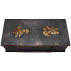 Vintage Pewter Brass Lidded Box Chinese Characters Made In Hongkong Collectibles