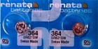 364 Renata Watch Sr621sw Battery  5 Piece  Free Shipping Authorized Seller 