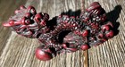 Oriental Red Resin Three-toed Dragon Figure Fantasy Asian Vgc Red
