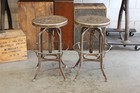 Vtg Pair  x2  Industrial Uhl Toledo Steel Bar Stool Chair Factory Tall