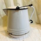 Lot Of 3 Vintage Enamelware Coffee Pot Kettle Farmhouse Campfire  Basin  And Bin