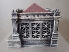 Antique Cast Iron Bank Building Coin Still Slot Savings Bank W  Red Roof