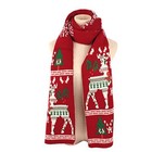 Unisex Christmas Reindeer Snowflake Snowman Scarf Fall Winter Warm Knit Red B